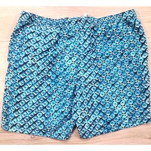 Merona Mens‎ Y2K Blue Geometric Swim Trunks Board Shorts XXL 44-46 Drawstring